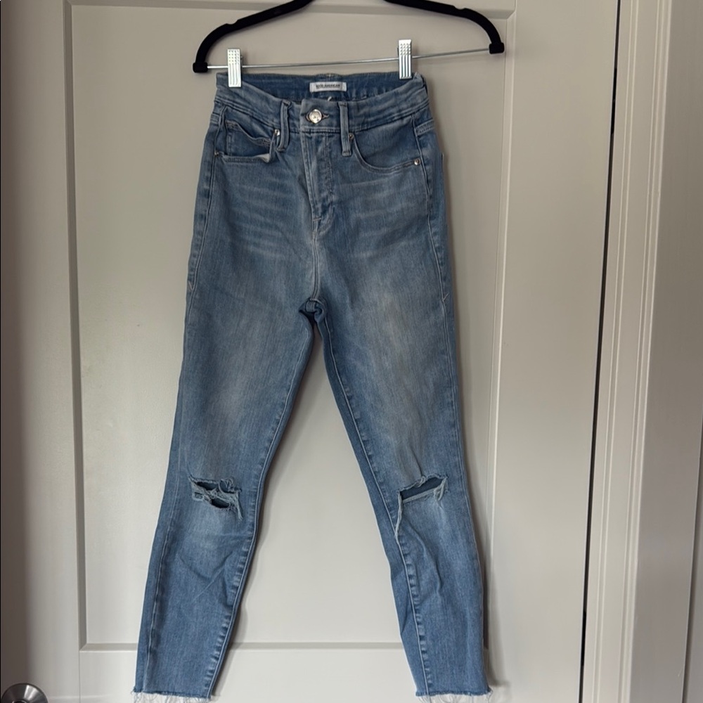 Good American Medium Blue Cropped Jeans